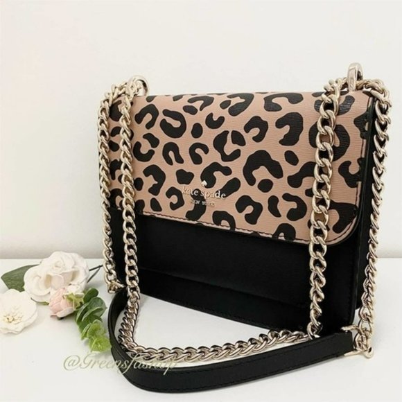 Kate spade purse remi flap chain crossbody bag leopard leather new - Picture 2 of 8